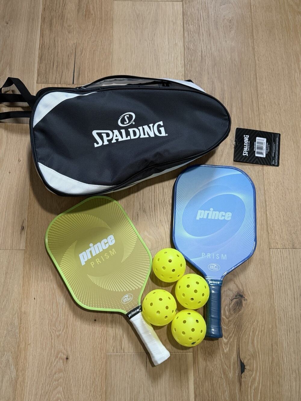 NWT! Prince Pickleball Graphite Set Prism Series 7 Piece 2 Paddles 4 Balls & Bag